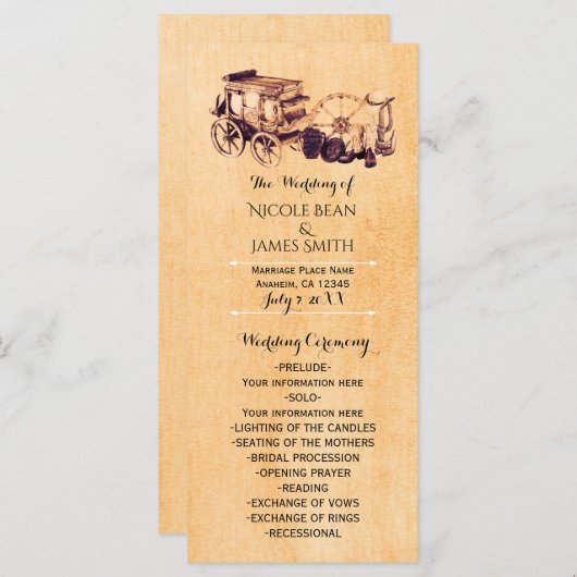 Western  Land Elegant Bruiloft Programma Programmakaart (Voorkant / Achterkant)