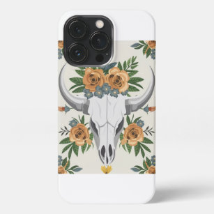 Western Land en Azteekse kunst, Koe Bull Skull iPhone 13 Pro Hoesje