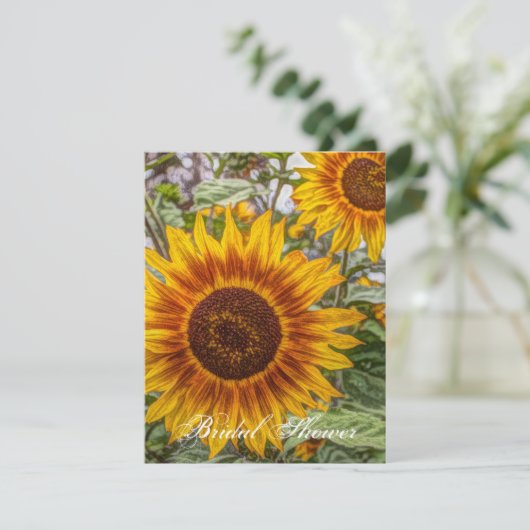 western land - gele zonnebloembruiloft kaart (Staand voorkant)