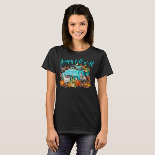 Western land Happy Herfst Y'all Chicken T-shirt (Voorkant volledig)