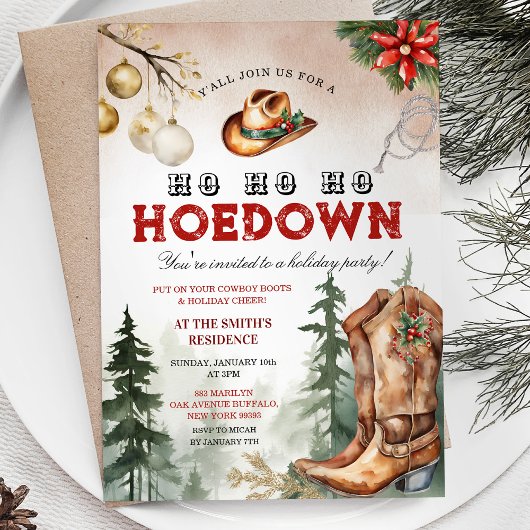 Western Land Kerst Hoedown Vakantie Party Kaart