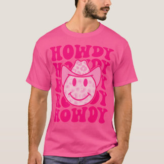 Western Land Koe Howdy Leopard Smile Face Cowgi T-shirt
