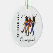 Western land "Line Dansende Cowgirl" Keramisch Ornament (Rechts)