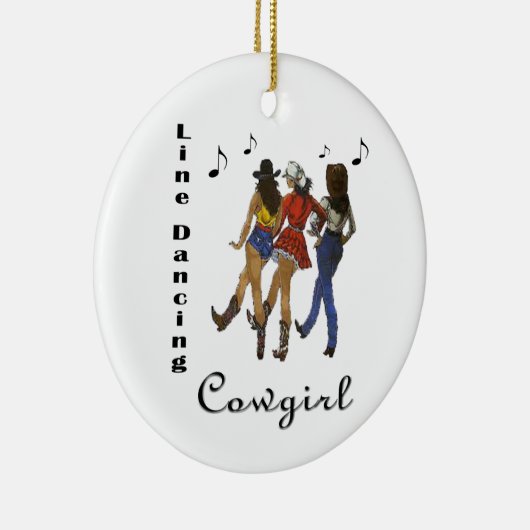 Western land "Line Dansende Cowgirl" Keramisch Ornament (Rechts)