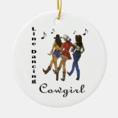 Western land "Line Dansende Cowgirl" Keramisch Ornament (Voorkant)
