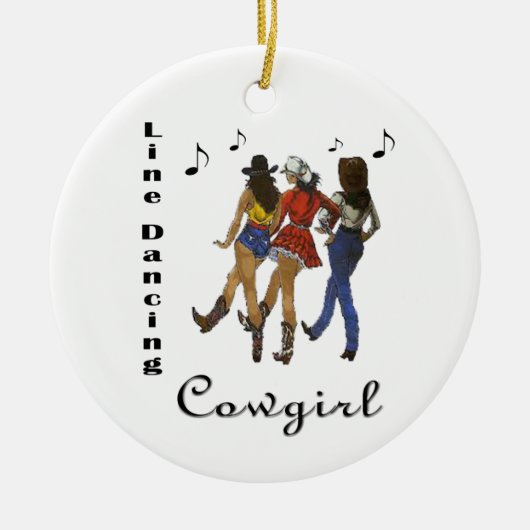 Western land "Line Dansende Cowgirl" Keramisch Ornament (Voorkant)