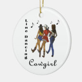 Western land "Line Dansende Cowgirl" Keramisch Ornament (Links)