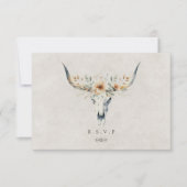 Western land longhorn bruiloft maaltijd keuzes RSV RSVP Kaartje (Voorkant)