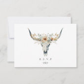 Western land longhorn bruiloft maaltijd keuzes RSV RSVP Kaartje (Voorkant)