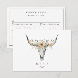 Western land longhorn bruiloft maaltijd keuzes RSV RSVP Kaartje
