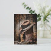 western land met bruine schuur en cowboylaarzen briefkaart (Staand voorkant)