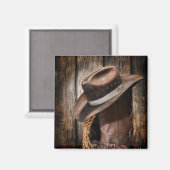 western land met bruine schuur en cowboylaarzen magneet (Voorkant / Achterkant)