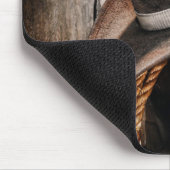 western land met bruine schuur en cowboylaarzen muismat (Hoek)