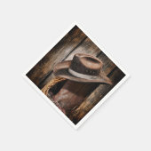 western land met bruine schuur en cowboylaarzen servet (Hoek)