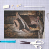 western land met bruine schuur en cowboylaarzen tissuepapier (Craft)