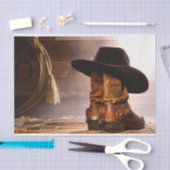 western land met bruine schuur en cowboylaarzen tissuepapier (Craft)