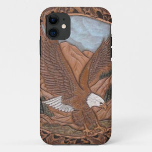 Western land met gereedschap Leren  Eagle iPhone 11 Hoesje