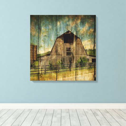 Western land met primitief hout in nood canvas afdruk (Insitu (Houten vloer))