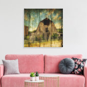 Western land met primitief hout in nood canvas afdruk (Insitu (Woonkamer))