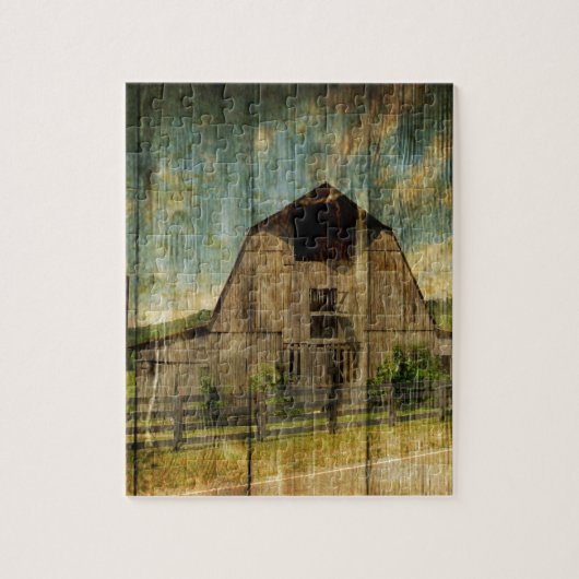 Western land met primitief hout in nood legpuzzel (Verticaal)
