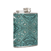 Western land mode Blauwgroen Turquoise Leather Heupfles (Rechts)