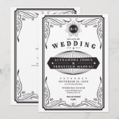  Western Land QR Code B&W Rustieke Bruiloft Kaart (Voorkant / Achterkant)