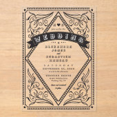  Western Land QR Code Rustieke Bruiloft Acryl Uitnodigingen (Voorkant)