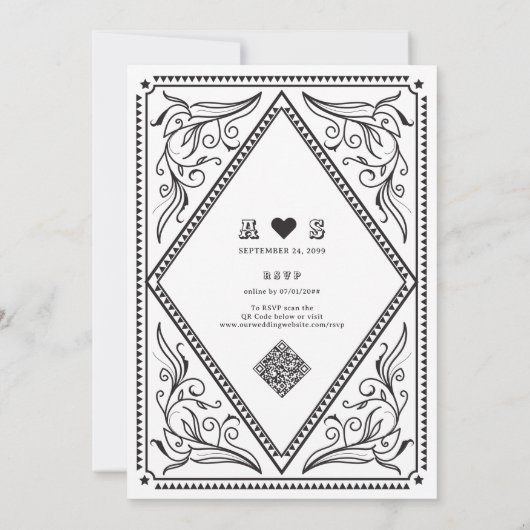  Western Land QR Code Rustieke Bruiloft Kaart (Achterkant)