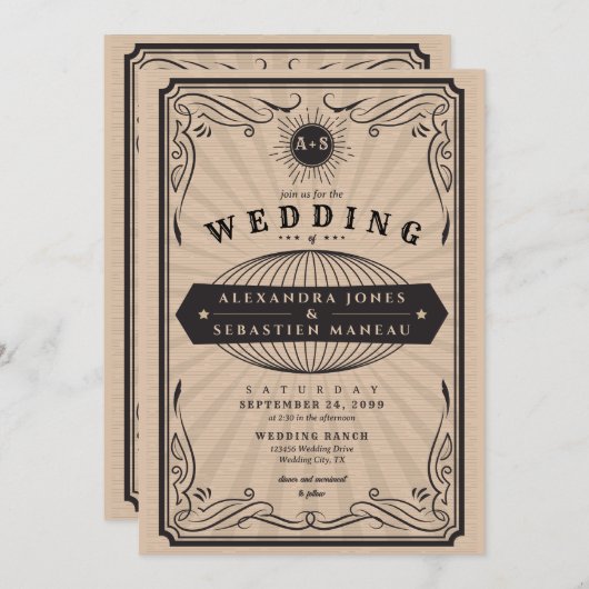 Western Land QR Code Rustieke Bruiloft Kaart (Voorkant / Achterkant)