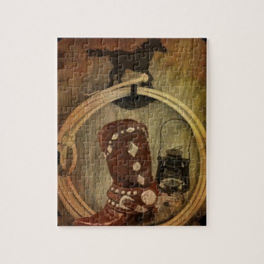Western Land Rodeo cowboy Lasso Rope Legpuzzel (Verticaal)