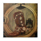 Western Land Rodeo cowboy Lasso Rope Tegeltje (Voorkant)
