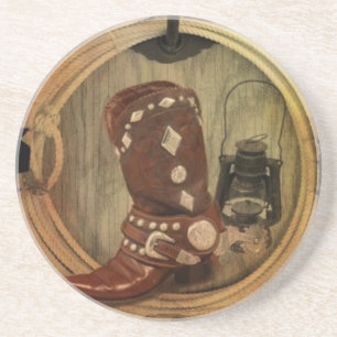 Western Land Rodeo cowboy Lasso Rope Zandsteen Onderzetter