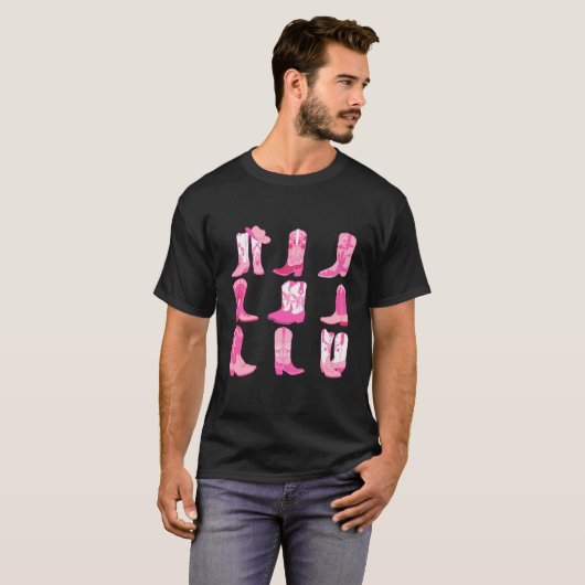 Western Land Rodeo Roze Cowboy Cowgirl laarzen T-shirt (Voorkant volledig)
