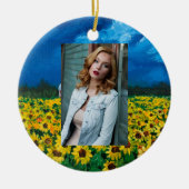 western land - roodbaars zomerzonnebloem keramisch ornament (Voorkant)