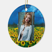 western land - roodbaars zomerzonnebloem keramisch ornament (Links)