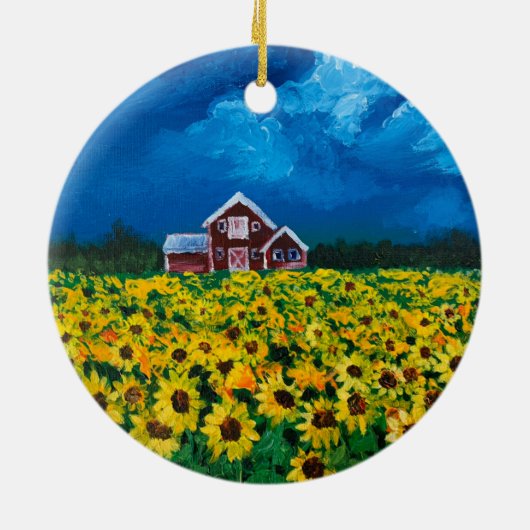 western land - roodbaars zomerzonnebloem keramisch ornament (Achterkant)