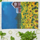 western land - roodbaars zomerzonnebloem theedoek (Gevouwen)