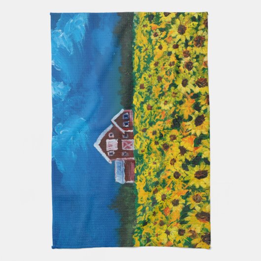 western land - roodbaars zomerzonnebloem theedoek (Verticaal)