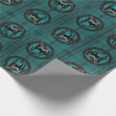 Western Land Ruitersport Blauwgroen Zwart Paard Cadeaupapier (Hoek)