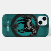 Western Land Ruitersport Blauwgroen Zwart Paard Case-Mate iPhone Case (Achterkant (horizontaal))