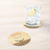 Western land Rustic Wedding Koe Bull Skull Ronde Kartonnen Onderzetter (Insitu)