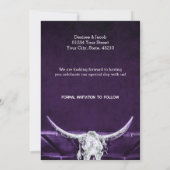 Western Land Rustiek Donker Paarse Bull Skull Save The Date (Achterkant)