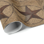 Western land rustieke burlap primitieve texasstar cadeaupapier (Rol Hoek)