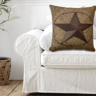 Western land rustieke burlap primitieve texasstar kussen