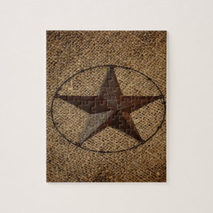 Western land rustieke burlap primitieve texasstar legpuzzel