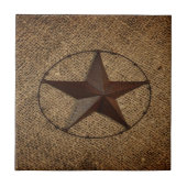 Western land rustieke burlap primitieve texasstar tegeltje (Voorkant)