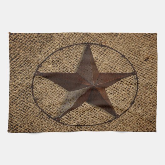 Western land rustieke burlap primitieve texasstar theedoek (Horizontaal)