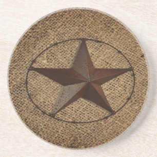 Western land rustieke burlap primitieve texasstar zandsteen onderzetter