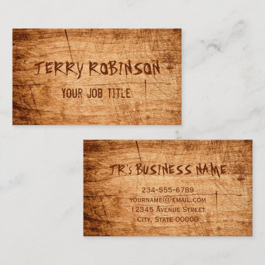 Western land Rustige gebroken houten korrels Visitekaartje (Voorkant / Achterkant)