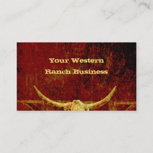 Western land Rustige Grunge Cowboy Bull Skull Visitekaartje (Voorkant)
